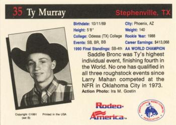 1991 Rodeo America Set B #35 Ty Murray Back